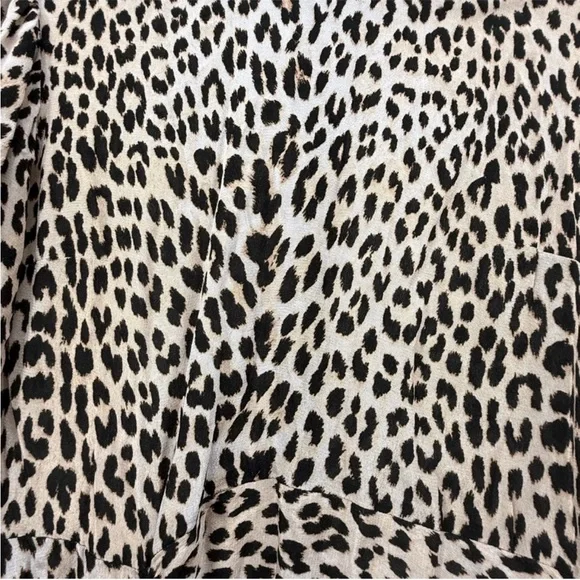 Maje Clair Leopard Print Ruffle Mini Dress Long Sleeve Animal Print Crepe XS NWT - Picture 9 of 14